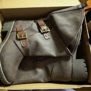 Brown Buckle Ankle Boots